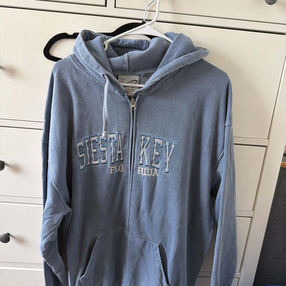 Pacific & Co. Siesta Key Florida Embroidered Zip-Up Hoodie